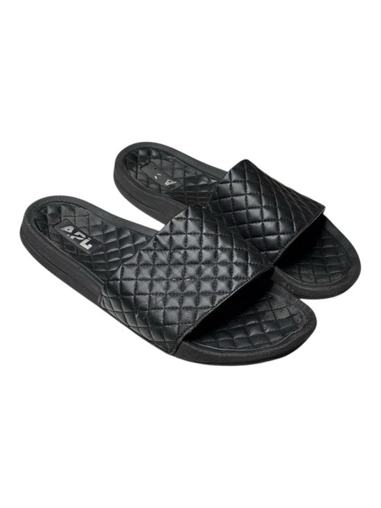 APL ? Lusso Quilted Nappa Leather Beach Athletic Pool Slide Sandal ? Black ? 14